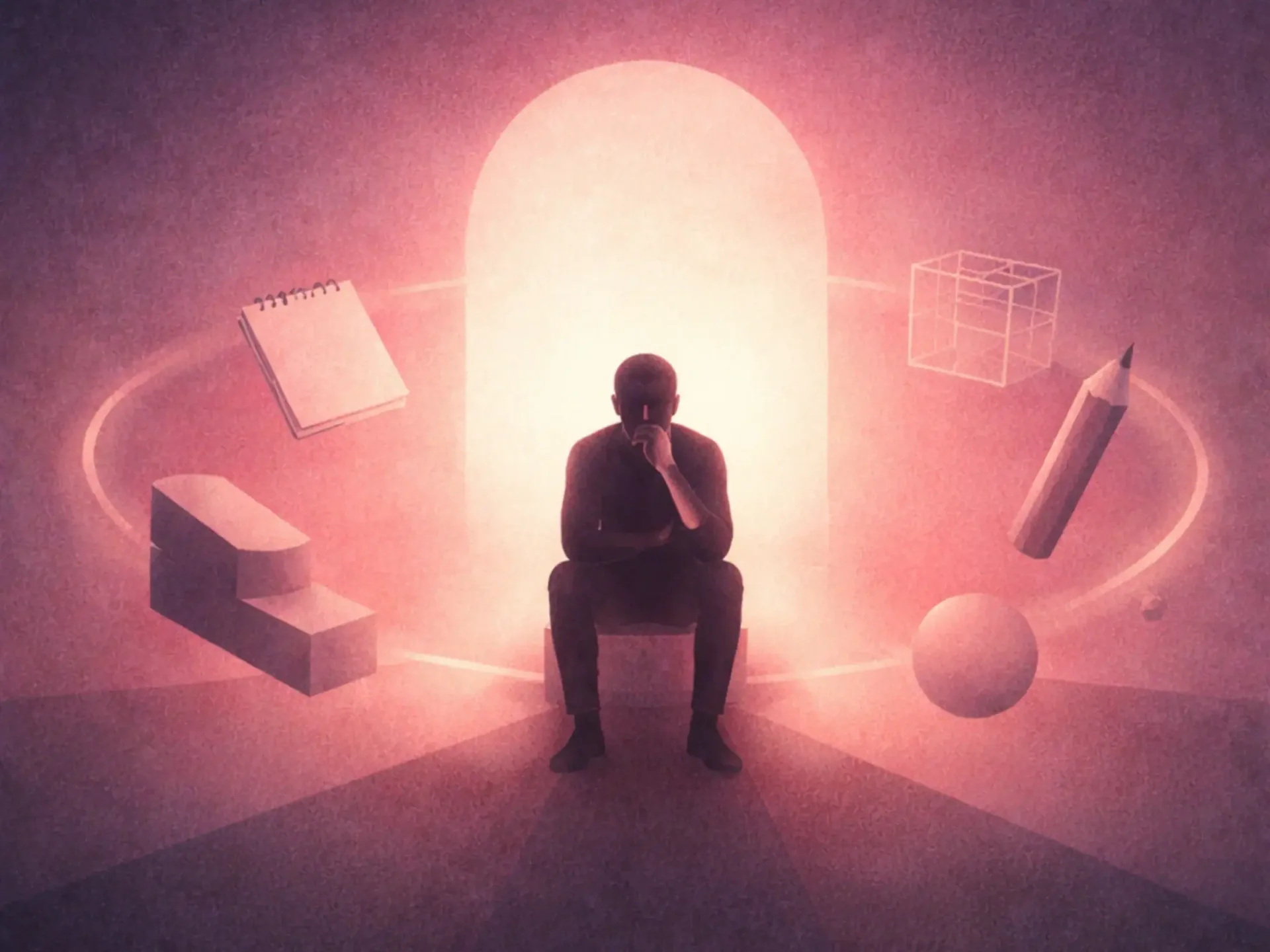 A UX / product designer deep in thought, facing AI in the age of artificial intelligence.
