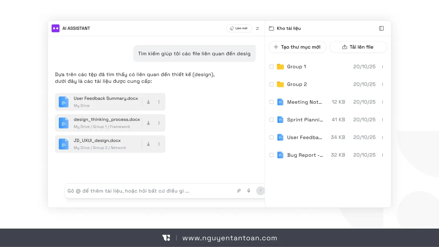 UX illustration of a user searching and taking action with AI through natural language.