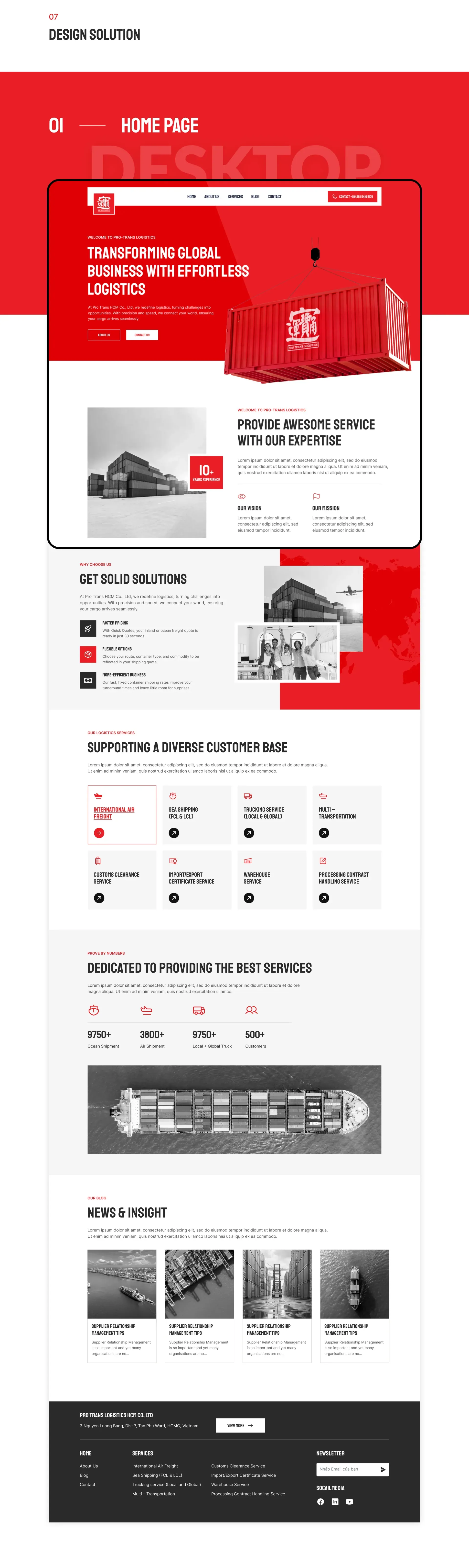 Design solutions 1 - Webste design & develop Protrans Logicstic UXUI Product Designer Nguyen Tan Toan