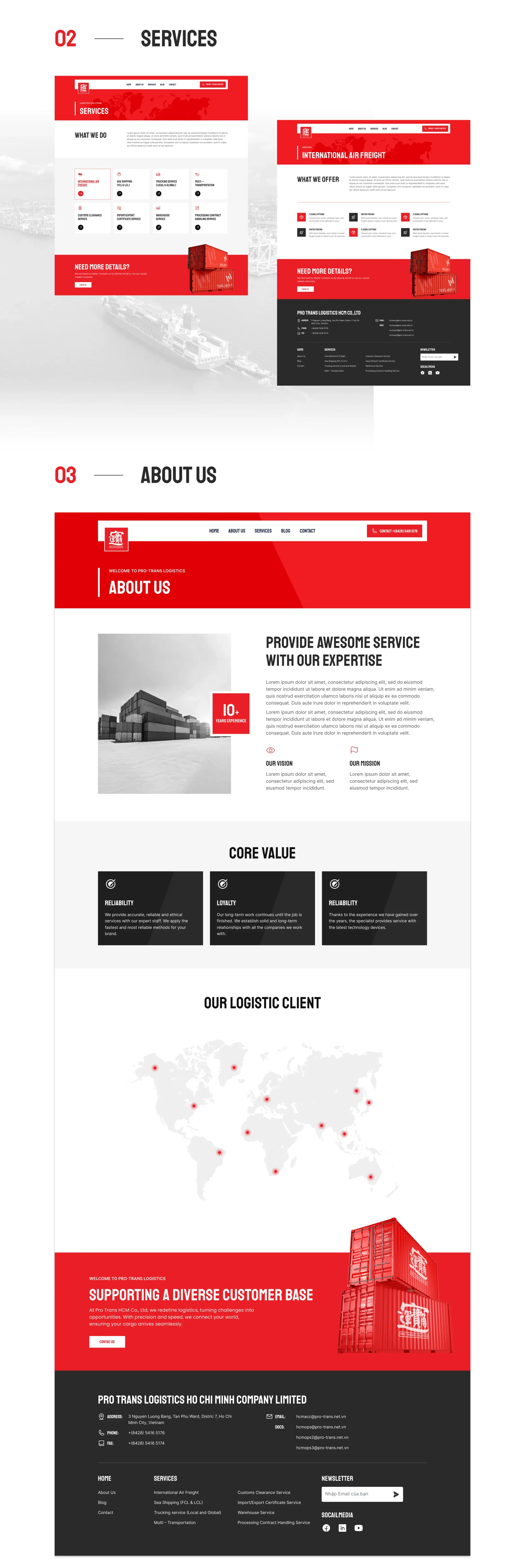 Design solutions 2 - Webste design & develop Protrans Logicstic UXUI Product Designer Nguyen Tan Toan